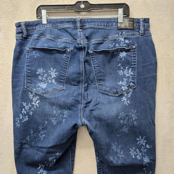 Lucky Brand 22W Hayden Skinny Medium Wash Denim Jeans Floral Bleach Distress Plu - Picture 9 of 14